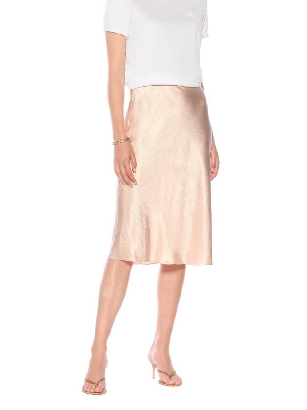 Vince Satin Midi Skirt - Light Blush